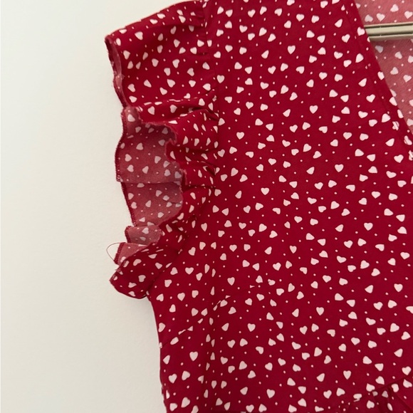 SHEIN Burgundy Heart Pattern Blouse - Picture 2 of 6